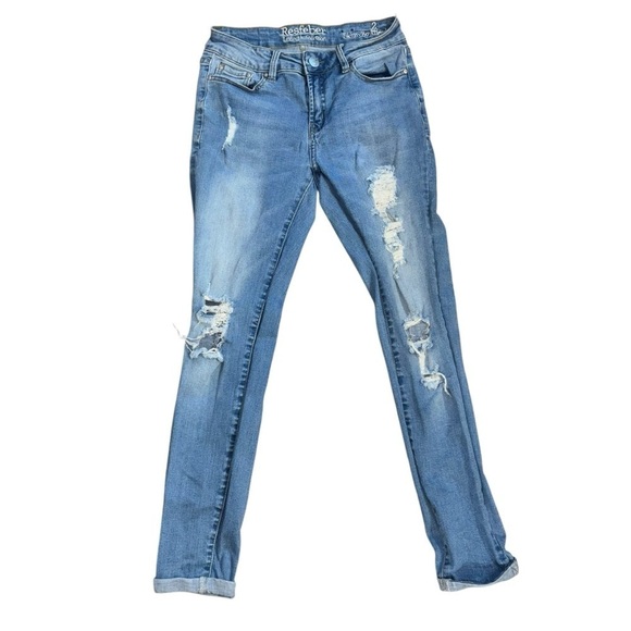 Resfeber LA Collection Boyfriend Skinny Fit Womens 2 Lowrise Distressed Light - Picture 2 of 12